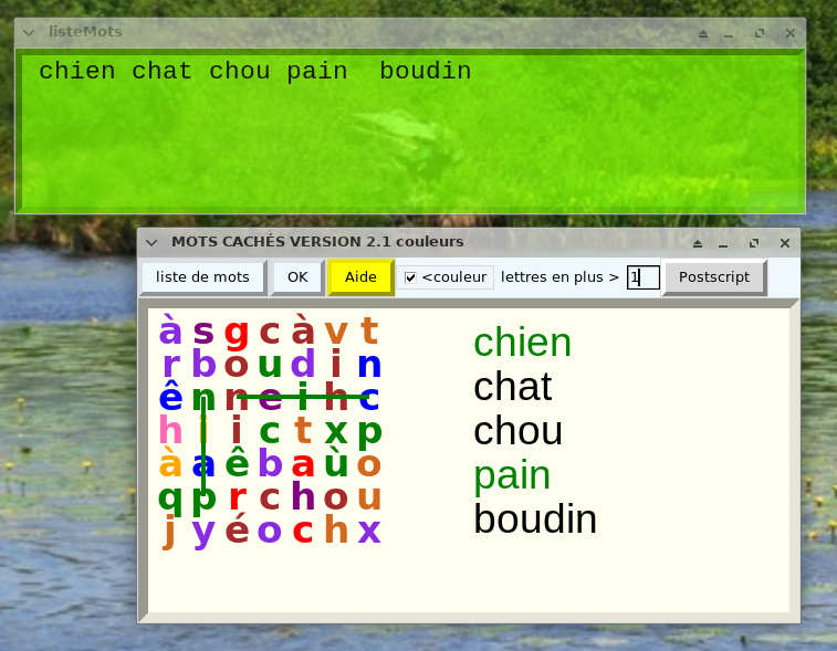 mots cachés en couleur